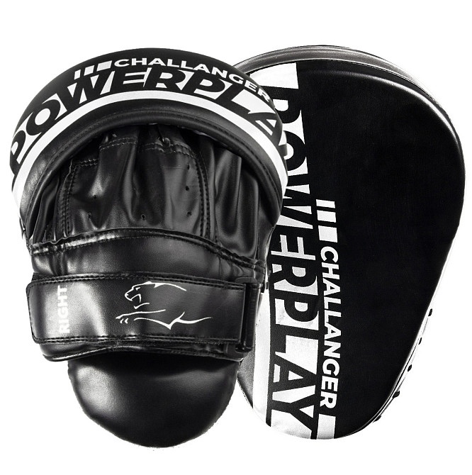 Лапи боксерські PowerPlay 3041 Challanger Чорно-Біліі PU [пара] Каменское - изображение 1