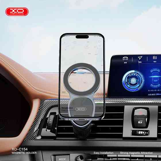 Тримач телефону автомобільний XO C155 Round Drip Magnetic Air Vent чорний Львів