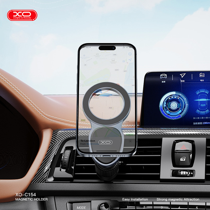 Тримач телефону автомобільний XO C155 Round Drip Magnetic Air Vent чорний Львів - фото 4
