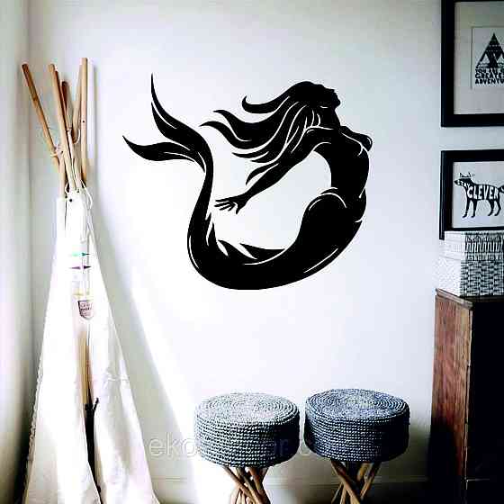 Декоративное настенное 3D Панно «Русалочка» Декор на стену с объемом 70*60 см, Черный Киев