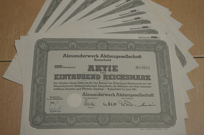 Акція. Німеччина. Alexanderwerk--1000 reichmark---1941 рік aUNC-UNC (5 - 21) Полтава - фото 1