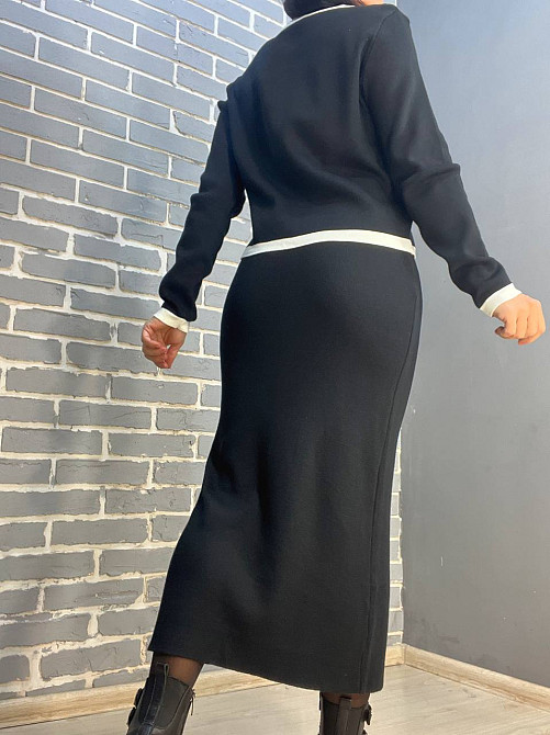 Костюм жіночий De Red 3167 кадиган з спідницею в'язаний біла смуга золоті гудзики чорний, чорний, one size Київ - фото 4