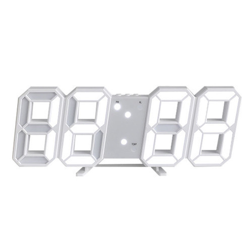 Годинник електронний LED LY 1089 настільний настінний будильник дата температура USB 5В CR2032 біле підсвічування 225x83x27 мм Київ - фото 4