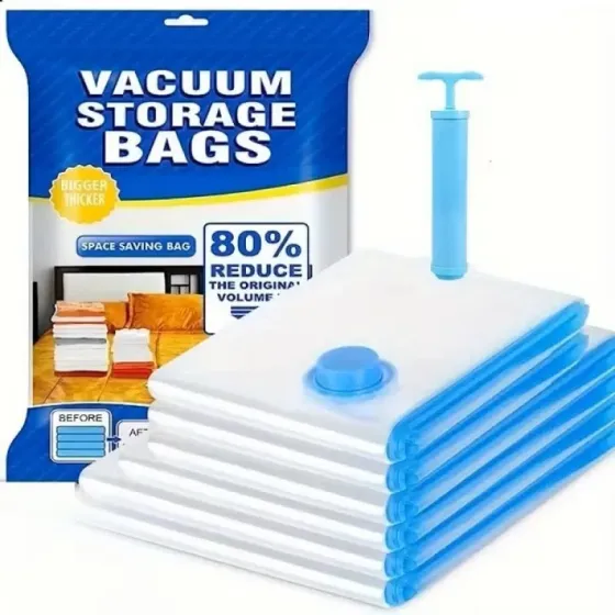 Набор вакуумных пакетов для одежды 11 шт с насосом, многоразовые, для хранения и экономии места Одесса