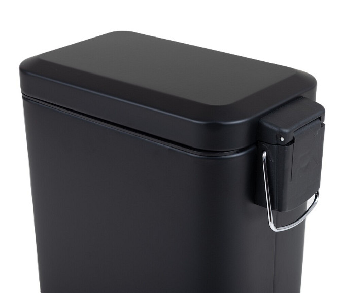 Мусорное ведро с плавным закрытием прямоугольное Zerix Sansa-TC0105 Black 5 л цвет черный нерж. сталь (ZX5894) Черновцы - изображение 8