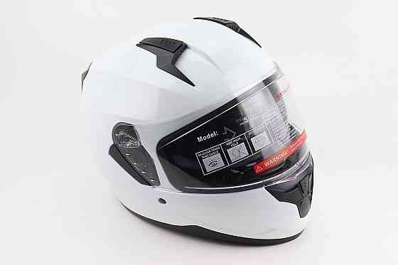 Шолом інтеграл, закритий (сертифікація DOT)+відкидні окуляри BLD-M67 L (59-60см), БІЛИЙ глянець Киев