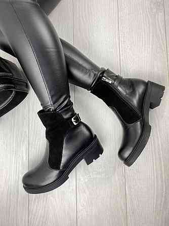 Черевики жіночі Днипро Джулия чорні шкіра+замша натуральна зима 36р.39р.40р. (2370) Коломыя
