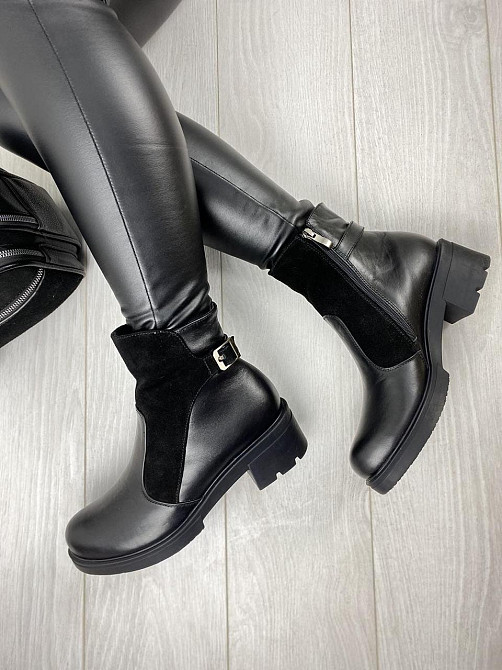 Черевики жіночі Днипро Джулия чорні шкіра+замша натуральна зима 36р.39р.40р. (2370) Коломыя - изображение 6