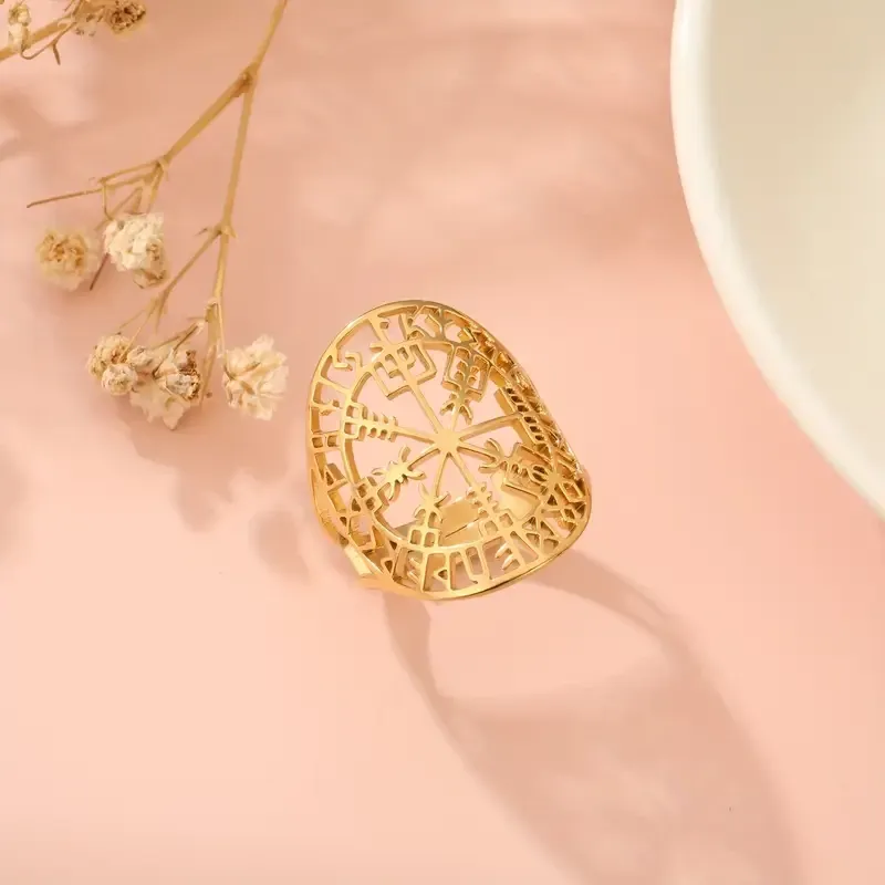 Перстень Вегвизир из стали — скандинавский амулет (регулируемый) Киев - изображение 3