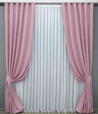 Комплект готових штор VR-Textil Льон № 1345ш Рожевий 150х270 см 2 шт (33-0296) Київ