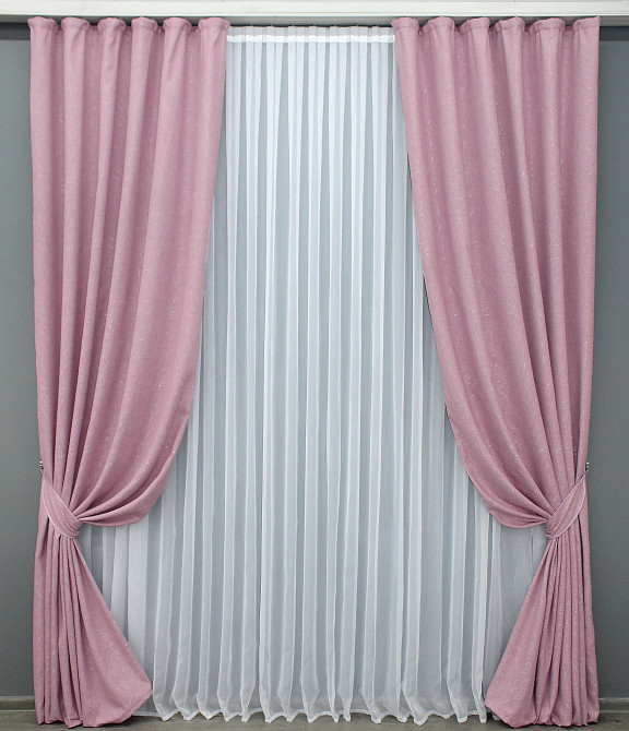 Комплект готових штор VR-Textil Льон № 1345ш Рожевий 150х270 см 2 шт (33-0296) Київ - фото 2