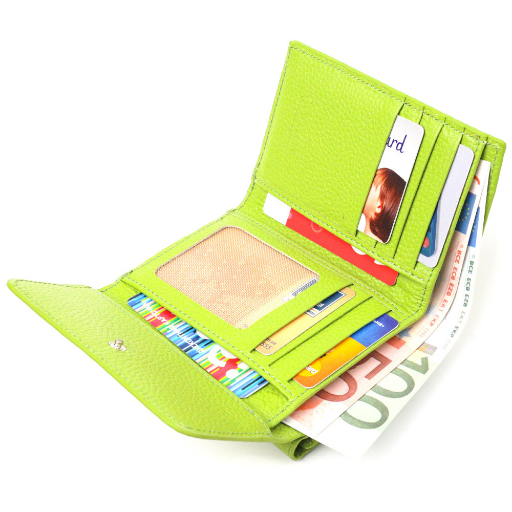 Стильний молодіжний гаманець з натуральної шкіри флотар CANPELLINI 21598 Салатовий Київ - фото 6