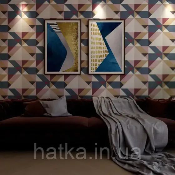 Шпалери вінілові на флізеліні Rasch Clasik 0,53х10 геометрія фігури бірюзові бордові білі беж Київ