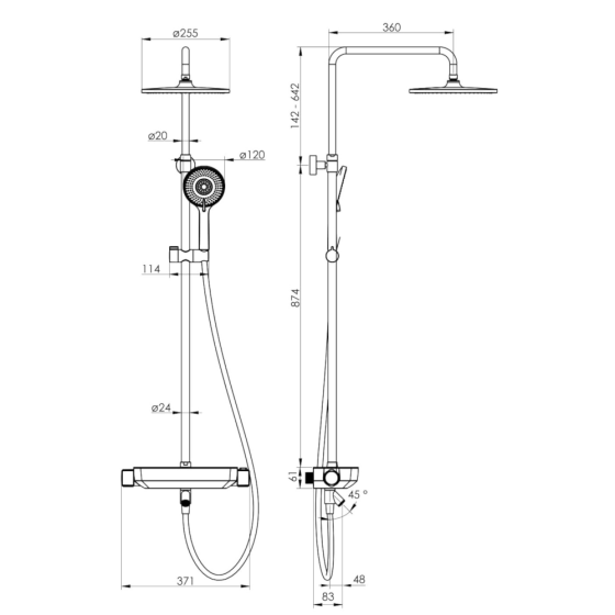 Душова система з термостатом для ванни Imprese CENTRUM LX хром T-10260LX Київ