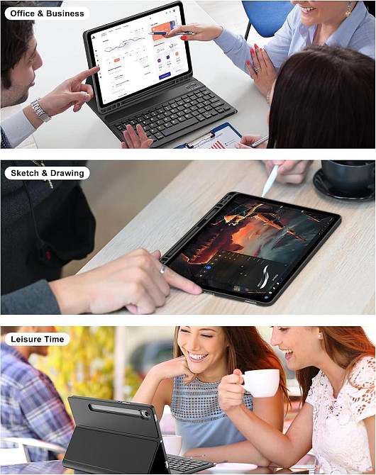 Чехол-клавиатура для Samsung Galaxy Tab S10 FE/S9 FE S10FE S9FE 10.9/11'' Черный съемная BT клавиатура Киев - изображение 5