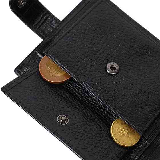 Місткий гаманець середнього розміру для чоловіків з натуральної шкіри з тисненням під крокодила BOND 22000 Чорний Київ