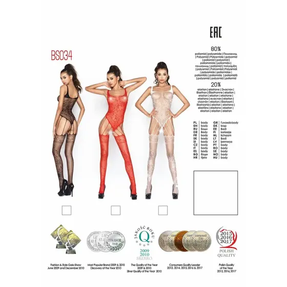 Бодістокінг Passion BS034 white, комбінезон, імітація боді і панчіх Львів