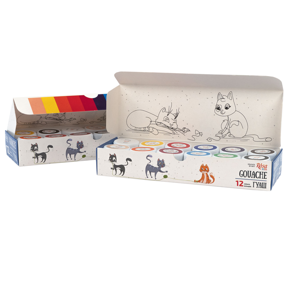 Набор гуашевых красок Cats 12×10мл ROSA Kids Киев - изображение 3