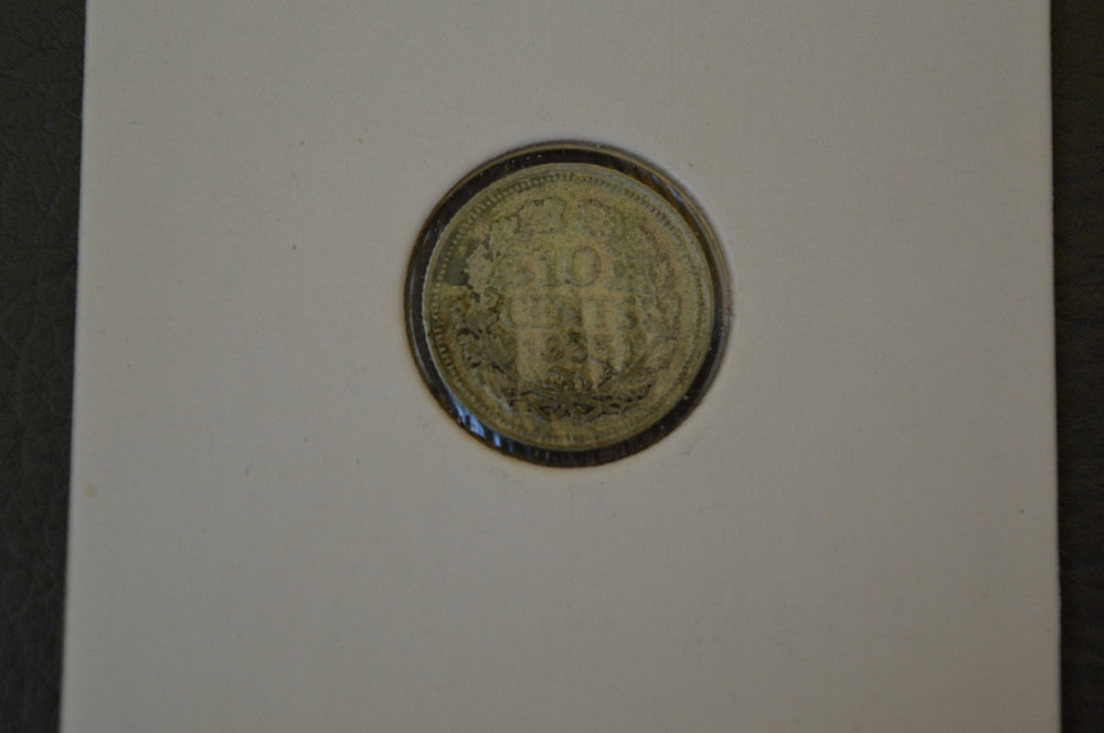 Нідерланди 10 центів 1935 рік ( срібло ) холдер Полтава - фото 1