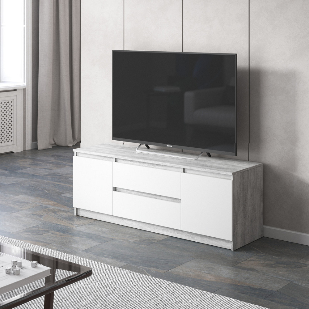 Тумба под телевизор VAYS, для гостиной, современная, 2 выдвижных ящика и две двери, без ручек R-28 Львов - изображение 8