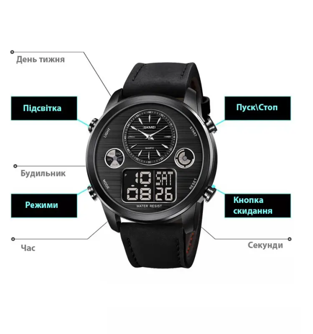 Мужские спортивные часы Skmei 1653 (Черный) Винница - изображение 8