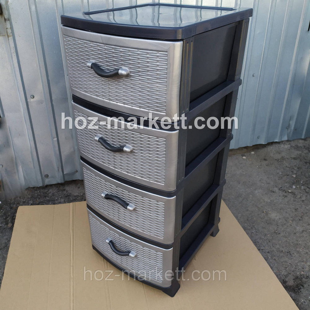 Тумбочка комод пластиковый серый на 4 ящика производство Украина Харьков - изображение 3
