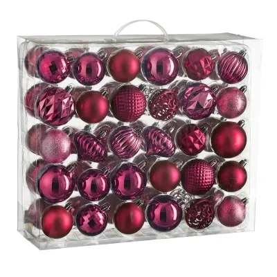 Ялинкова іграшка House Of Seasons Кульки і прикраси Пластик 60 шт D7 см D6 см Фуксія (8720967923786) Вінниця