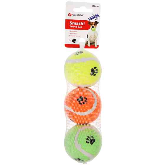 Flamingo Smash Tennis Ball ФЛАМІНГО СМЕШ тенісний м’яч 6 см з пищалкою іграшка для собак, набор 3шт. Київ