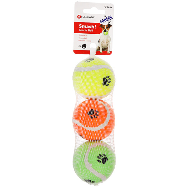 Flamingo Smash Tennis Ball ФЛАМІНГО СМЕШ тенісний м’яч 6 см з пищалкою іграшка для собак, набор 3шт. Київ - фото 1