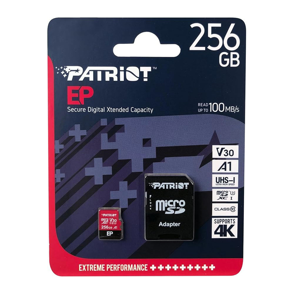 Карта пам'яті microSDXC (UHS-1 U3) Patriot EP Series 256Gb class 10 V30 (R-100MB/s, W-80MB/s) (adapter SD) Київ - фото 2