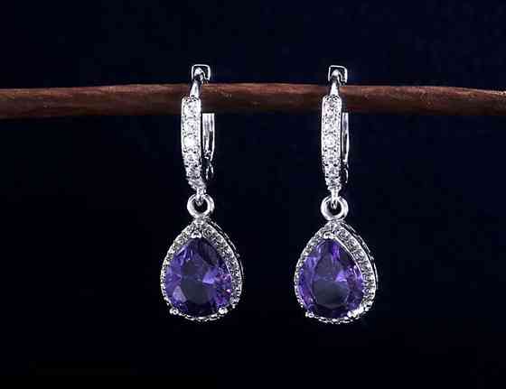 Сережки з фіолетовим камінням Сміла