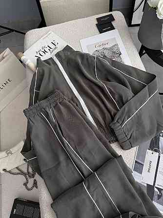 Женский стильный трендовый костюм двойка купра Оливка, 42/44 Одесса