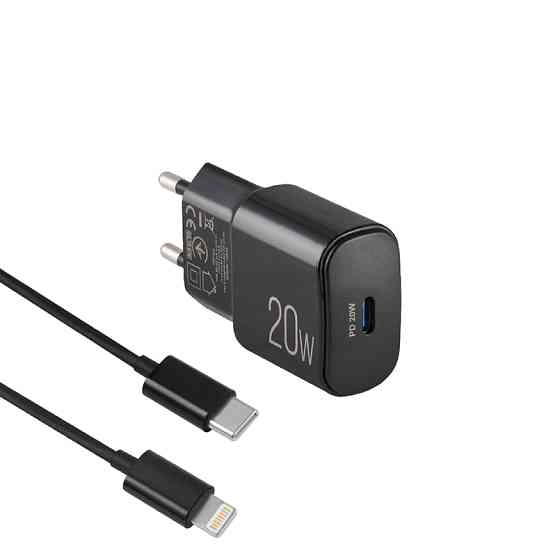 Сетевое зарядное устройство Brevia ePower PD20W + кабель USB-C to Lightning 1м черный Львов