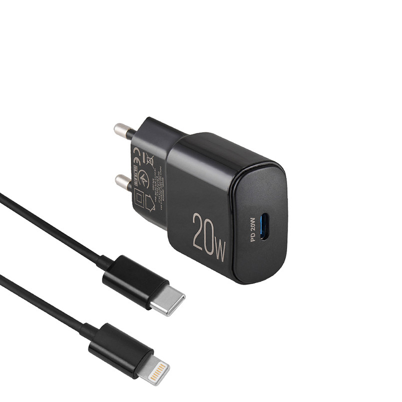 Сетевое зарядное устройство Brevia ePower PD20W + кабель USB-C to Lightning 1м черный Львов - изображение 2