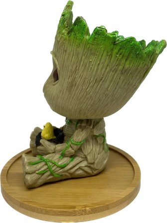 Горшочек для вазонов и канцелярии Грут Groot G9 Малыш с птенцом + круглая подставка Винница - изображение 4