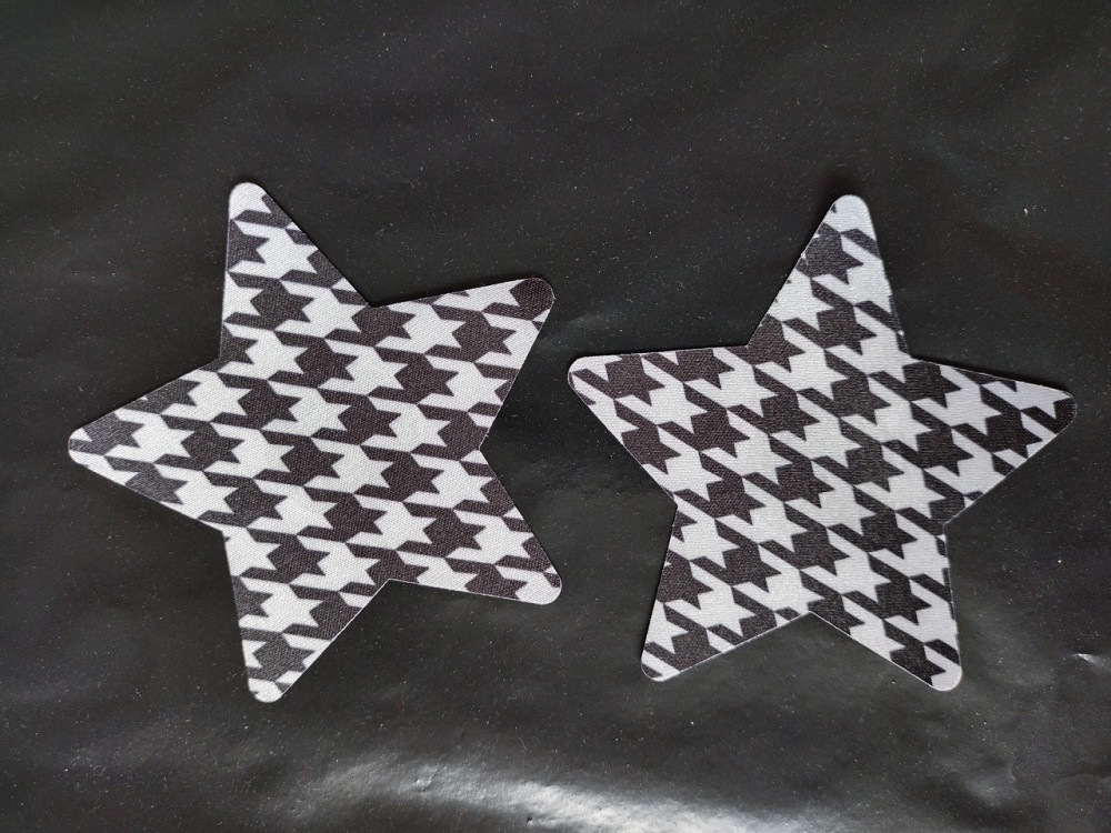 Наклейки на бюст Зірочки 8 см чорно-білий. Київ - фото 1