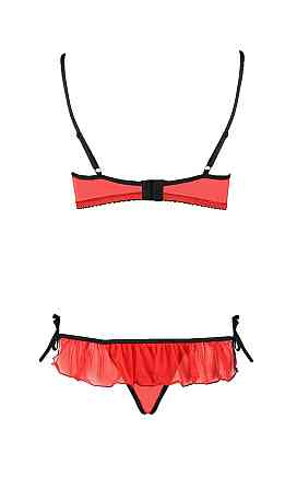 Комплект белья с открытой грудью Cherry Passion, 2 предмета, красный, S/M Sex Aura Киев