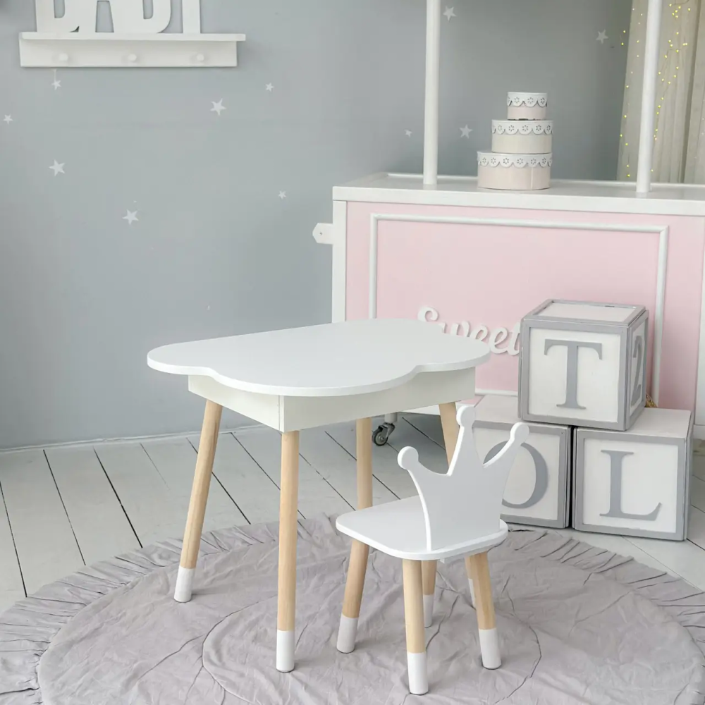 Дитячий столик Хмара з нішою та стільчиком Корона (Білий) Вінниця - фото 2