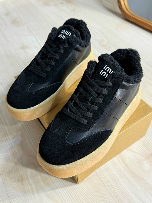 Кеди жіночі Hengji 632-1 утеплені шкіряні з замшею на хутрі чорні, 36, 23 см Київ - фото 11