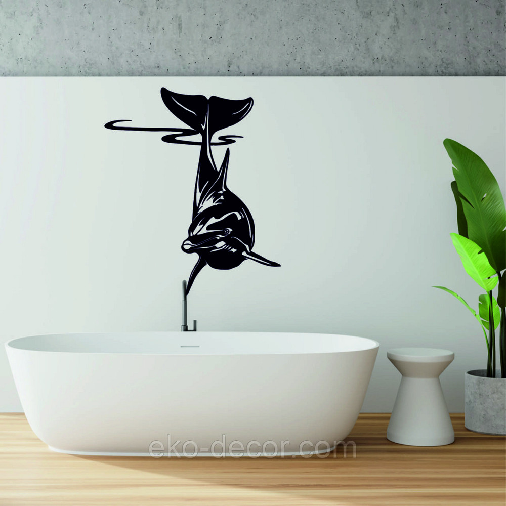 Декоративное настенное Панно «Дельфин» Декор на стену 70*43 см, Черный Киев - изображение 2