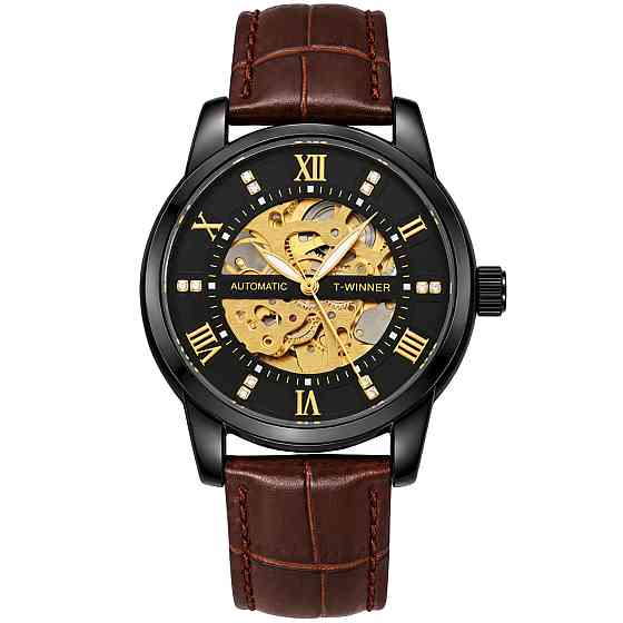 Годинник чоловічий механічний Winner Triumph Leather Brown (2 ремінці) Вінниця