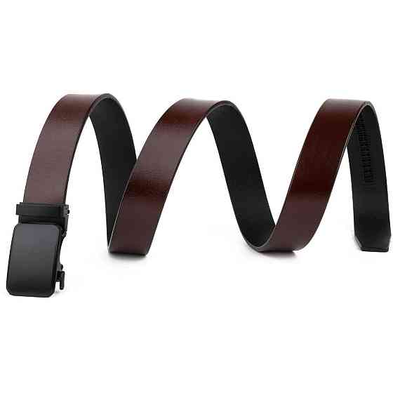 Ремінь чоловічий з чорною пряжкою автомат Коричневий (Vintage) Київ