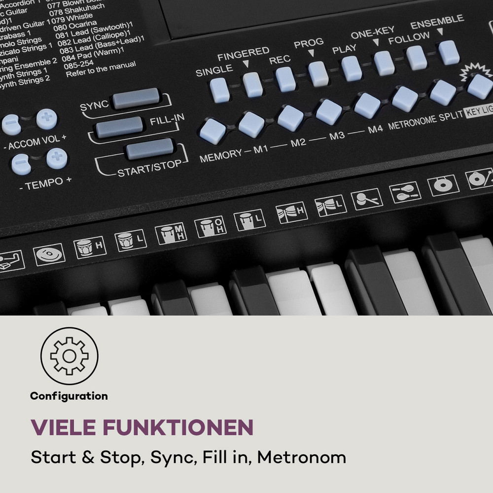 Etude 255 LCD Learning Keyboard 61 Keys LED Display Клавіші з підсвіткою 255 Rhythms Black (Німеччина, читати Рівне - фото 5