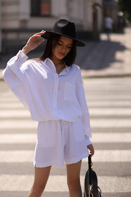 Костюм-тройка женский летний креп-жатка Белый XS-S Харьков - изображение 2