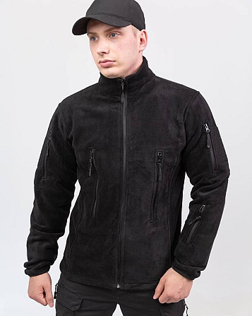 Чоловіча флісова кофта Flas на блискавці (Чорний) 2XL Вінниця - фото 3