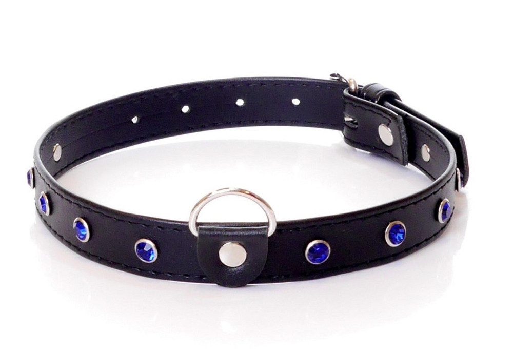 Нашийник зі штучної шкіри з кристалами Fetish Boss Series - Collar Navy Blue Crystal, BS3300118 Sex Aura Київ - фото 1