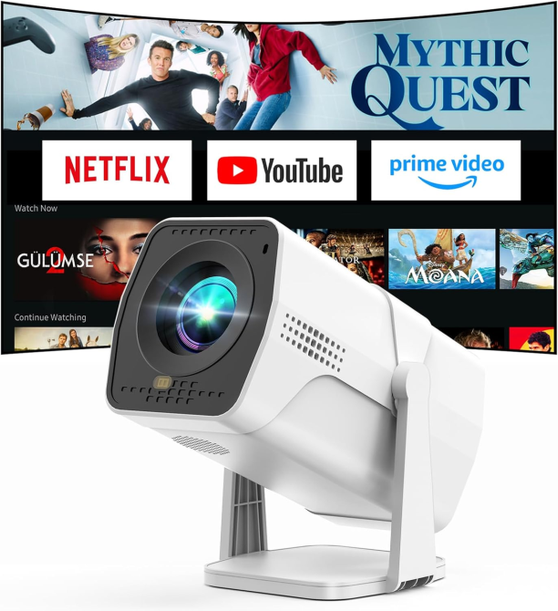 Смарт-проектор PYIER 4K Full HD WiFi 6 Bluetooth: портативний міні-кінотеатр, Netflix, автокорекція, поворот 270°, Android TV Київ - фото 3