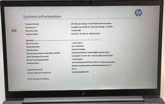 HP ZBook Firefly 14 G7 i5-10310U 8GB RAM 256GB SSD 1920x1080 Харків