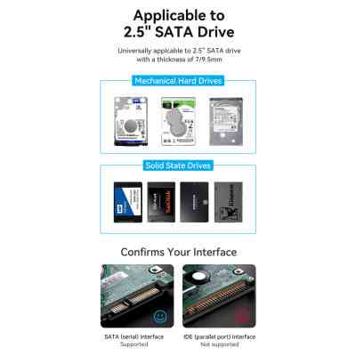 Кишеня зовнішня Vention 2.5" HDD/SSD USB 3.0 Micro-B Black (KPAB0) Вінниця