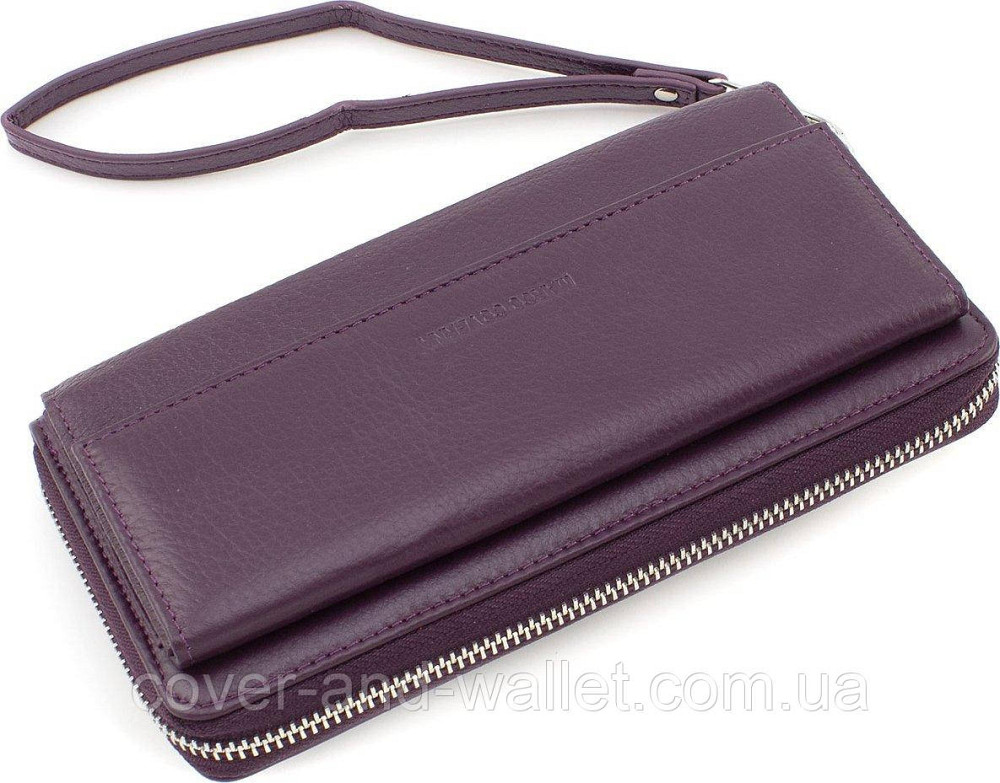 Жіночий фіолетовий гаманець-клатч із натуральної шкіри на змійці Marco Coverna MC 6054-11 Київ - фото 3